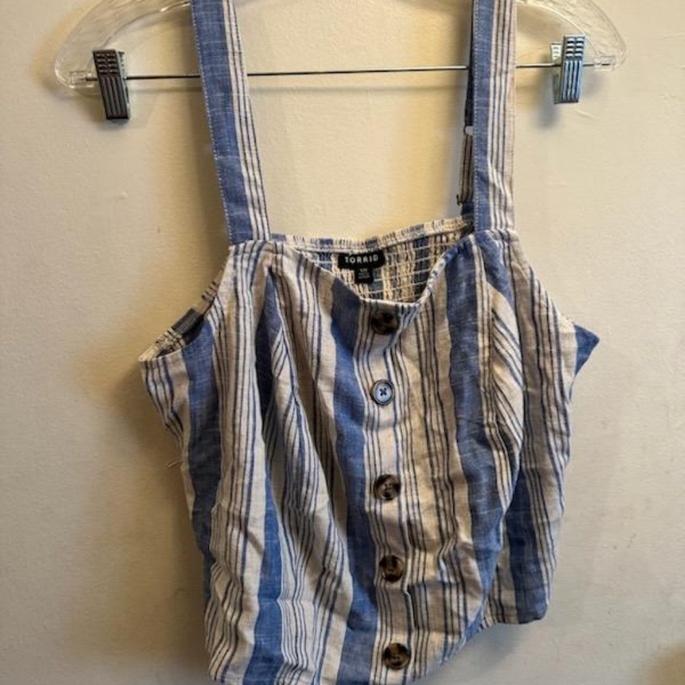 Blue and white cropped cami